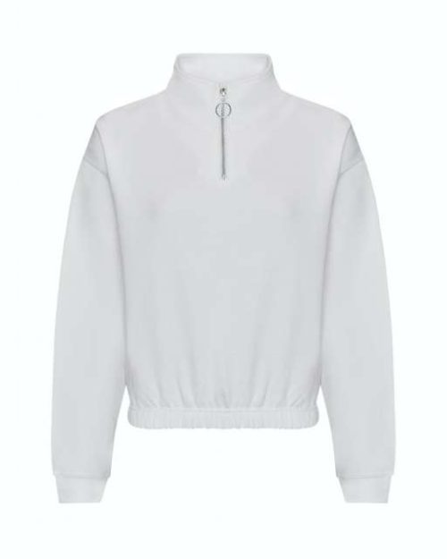 Women's Cropped 1/4 Zip Sweat – Just Hoods in Arctic White