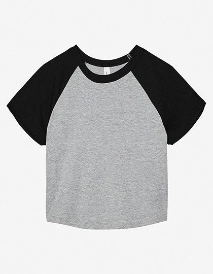 Women´s Micro Rib Raglan Baby Tee – Bella+Canvas in Athletic Heather/Black