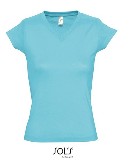 Women´s V-Neck-T-Shirt Moon – SOL´S in Atoll Blue