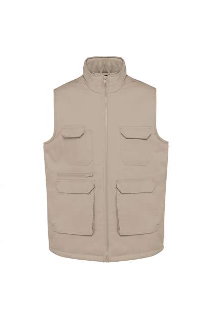 Unisex Padded Multi-Pocket Polycotton Vest – Designed To Work in Beige