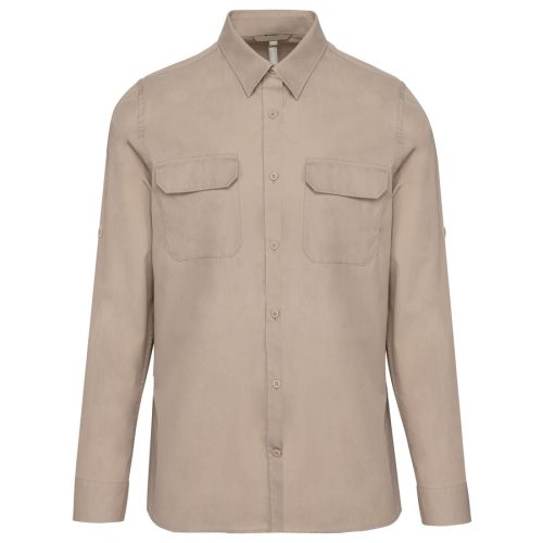 Langarm-Safarihemd K590 – Kariban in Beige