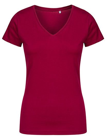 Women´s V-Neck T-Shirt – X.O by Promodoro in Berry