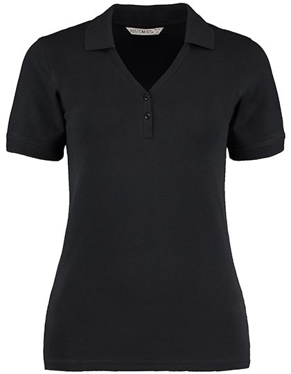 Regular Fit Comfortec® V Neck Polo – Kustom Kit in Black