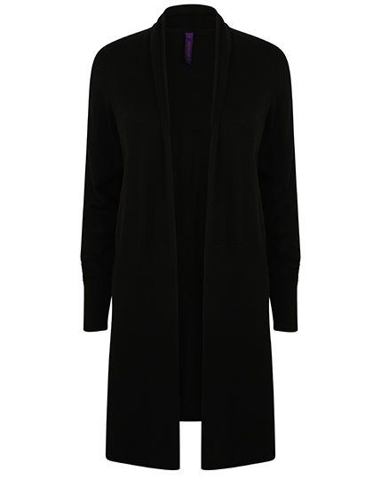 Ladies´ Longline Open Cardigan – Henbury in Black