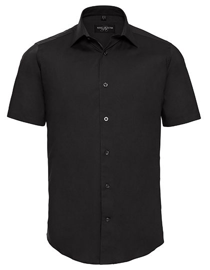 Men's Short Sleeve Fitted Stretch Shirt – Russell Athletic Collection in Black