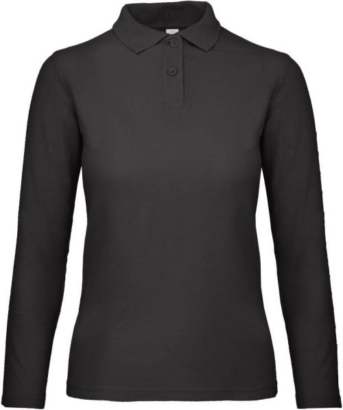 Damen Piqué Polo langarm ID.001 LSL /women – B&C in Black