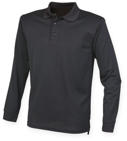 Unisex Coolplus® Long-Sleeved Polo Shirt H478 – Henbury in Black