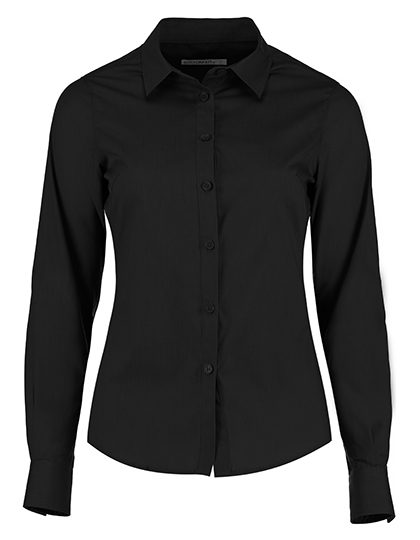 Women´s Tailored Fit Poplin Shirt Long Sleeve – Kustom Kit in Black