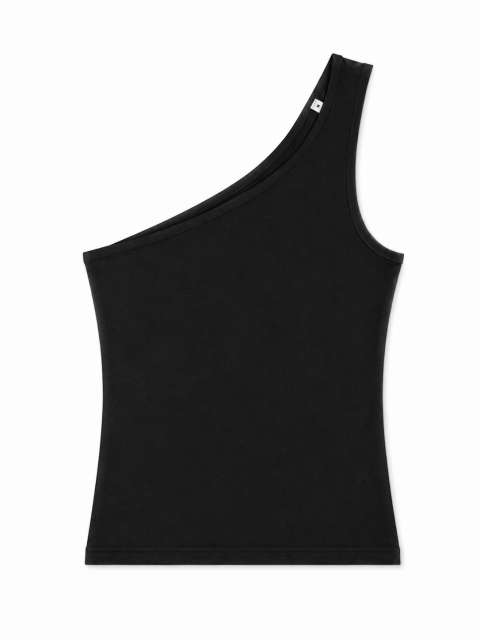 Womens Fitted One Shoulder Top – True Blanks in Black