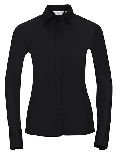 Ladies' Long Sleeve Fitted Ultimate Stretch Shirt – Russell Athletic Collection in Black