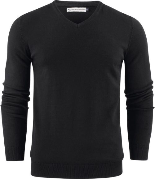 Herren V-Ausschnitt Pullover Ashland V-Neck – James Harvest in Black