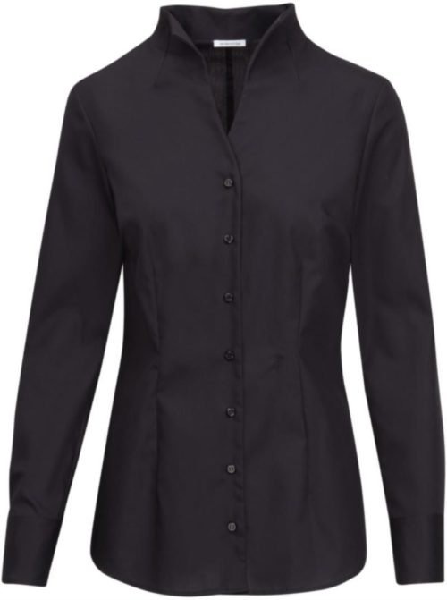 Popeline Bluse mit Kelchkragen langarm Chalice Blouse Slim LSL – Seidensticker in Black
