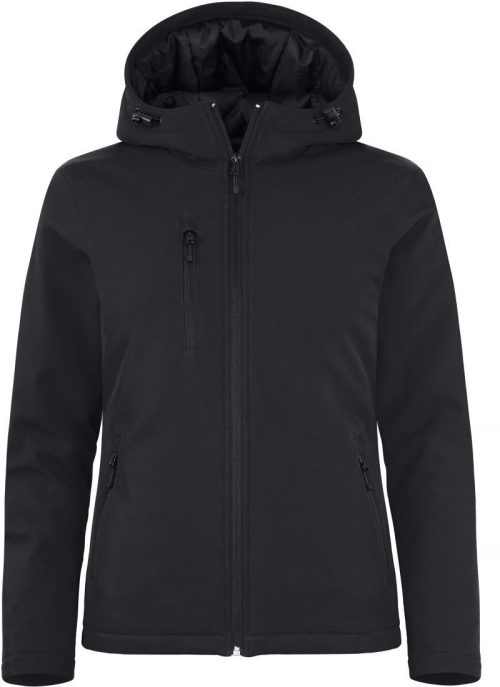Wattierte Damen Kapuzen Softshell Jacke Padded Hooded Softshell Women – Clique in Black