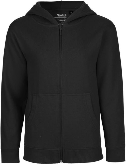 Kinder Bio Kapuzen Sweatjacke O 13301 – Neutral in Black
