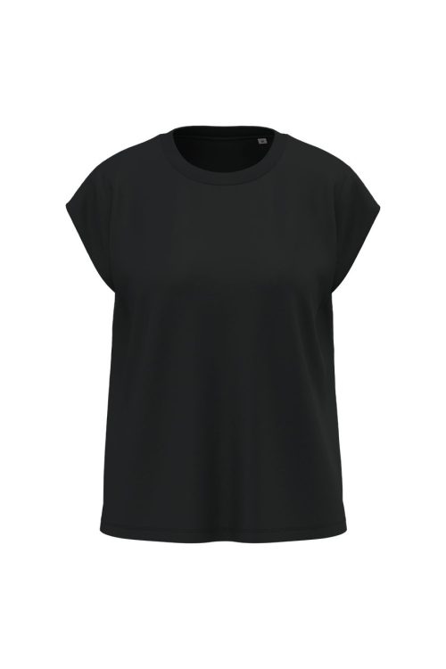 Nachhaltiges ärmelloses Damen-T-Shirt mit Schulterpolstern SP306 – Spasso in Black