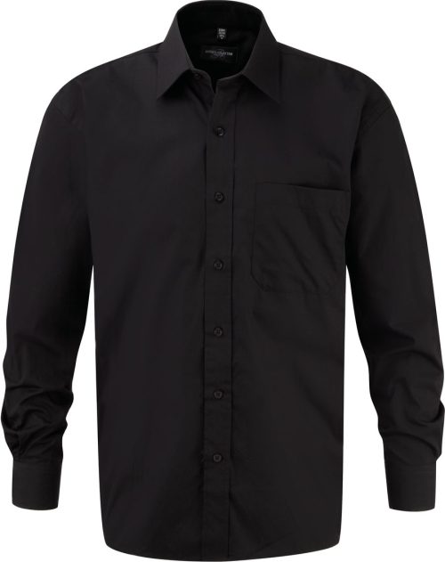 Men's Ls Pure Cotton Easy Care Poplin Shirt R-936M-0 – Russell in Black