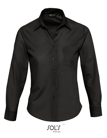Popeline-Blouse Executive Long Sleeve – SOL´S in Black