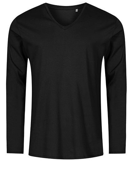 Men´s V-Neck T-Shirt Long Sleeve – X.O by Promodoro in Black