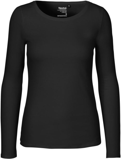 Damen T-Shirt langarm O 81050 – Neutral in Black
