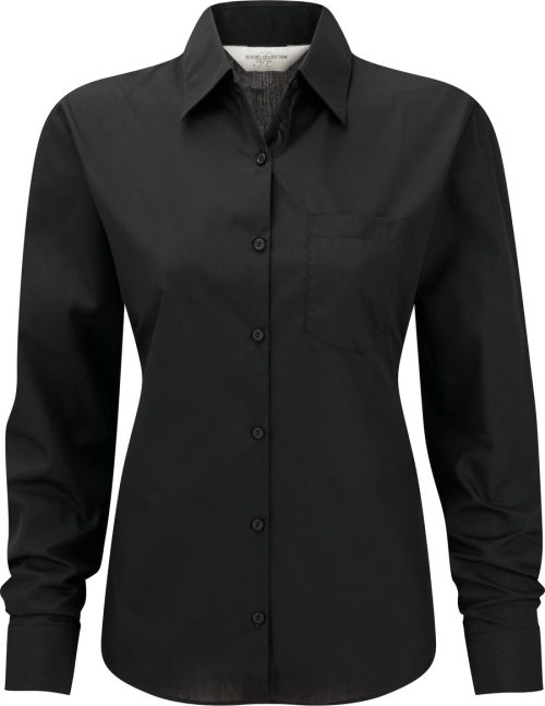 Ladies' Ls Polycotton Popelinehemd R-934F-0 – Russell in Black
