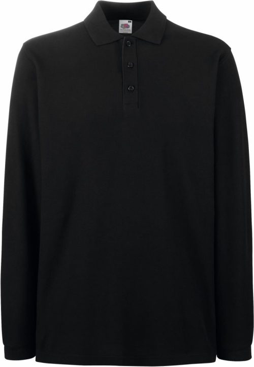 Piqué Polo langarm Premium Polo LSL – Fruit of the Loom in Black