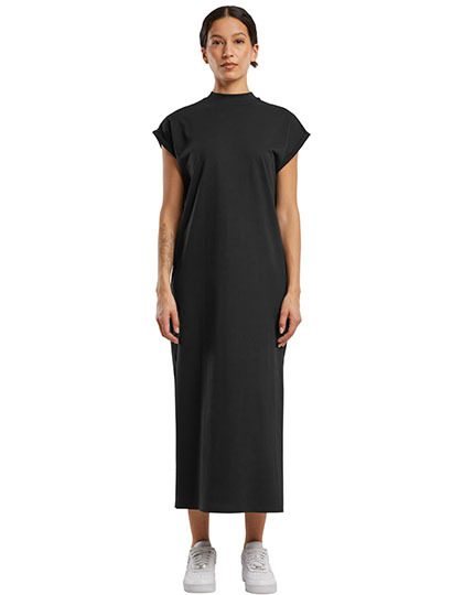 Ladies Long Extended Shoulder Dress – Build Your Brand in Black