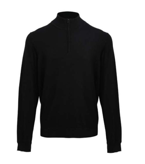 Men's Quarter-Zip Knitted Sweater – Premier in Black