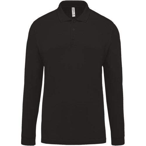 Herren Langarm-Polohemd. Baumwollpiqué K256 – Kariban in Black