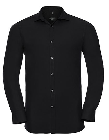 Men's Long Sleeve Fitted Ultimate Stretch Shirt – Russell Athletic Collection in Black