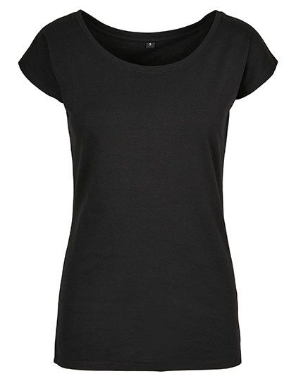 Ladies´ Wide Neck Tee – Build Your Brand Basic in Black