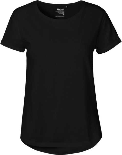 Damen Bio T-Shirt mit Umschlag O 80012 – Neutral in Black