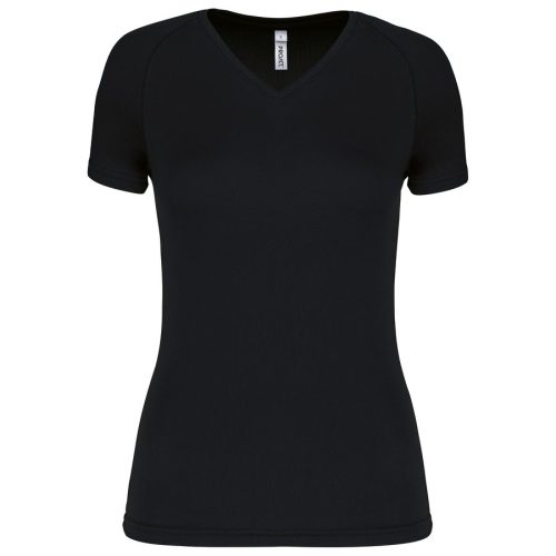 Damen Kurzarm-Sportshirt mit V-Ausschnitt PA477 – Proact in Black