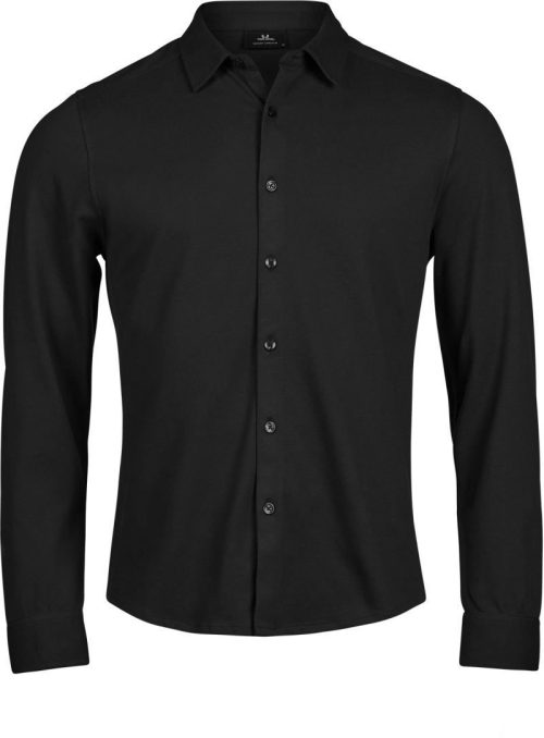 Piqué Hemd langarm "Luxury Stretch" TJ 1416 – Tee Jays in Black