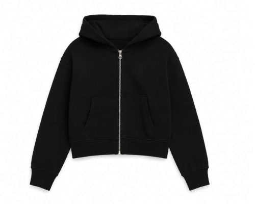 Womens Crop Zip Hoodie – True Blanks in Black
