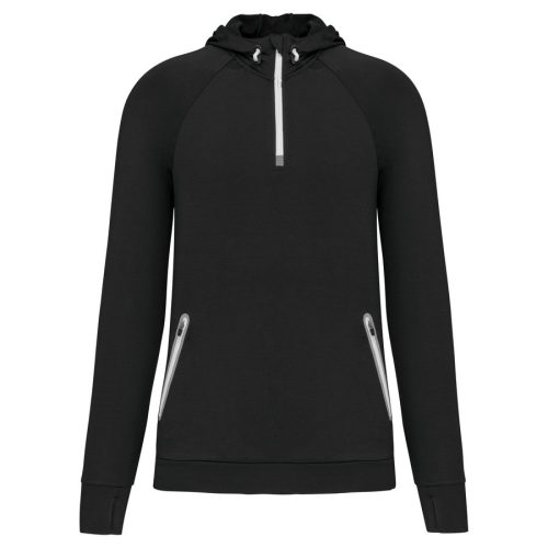 Kapuzen-Sweatshirt 1/4 Sport-Reißverschluss Unisex PA360 – Proact in Black