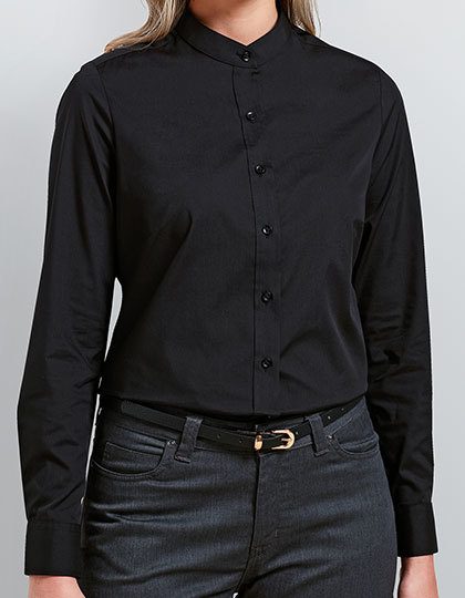 Women´s Banded Collar Grandad Shirt – Premier Workwear in Black