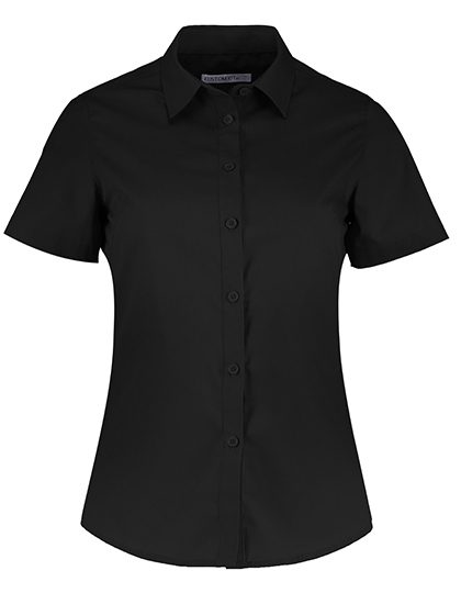 Women´s Tailored Fit Poplin Shirt Short Sleeve – Kustom Kit in Black