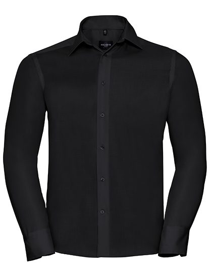 Men's Long Sleeve Tailored Ultimate Non-Iron Shirt – Russell Athletic Collection in Black