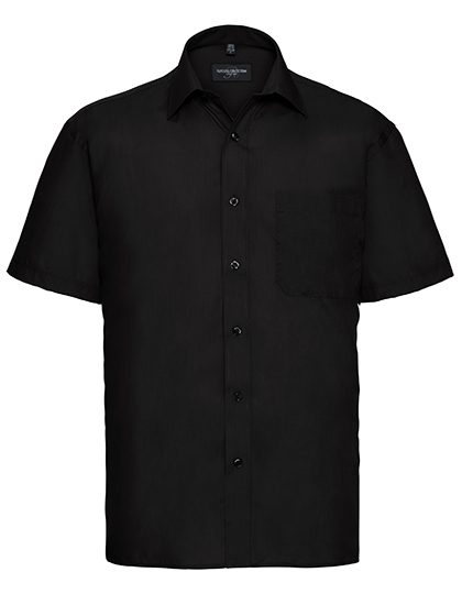Men's Short Sleeve Classic Polycotton Poplin Shirt – Russell Athletic Collection in Black