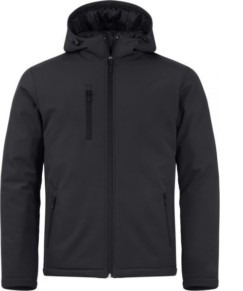 Wattierte Herren Kapuzen Softshell Jacke Padded Hooded Softshell Men – Clique in Black