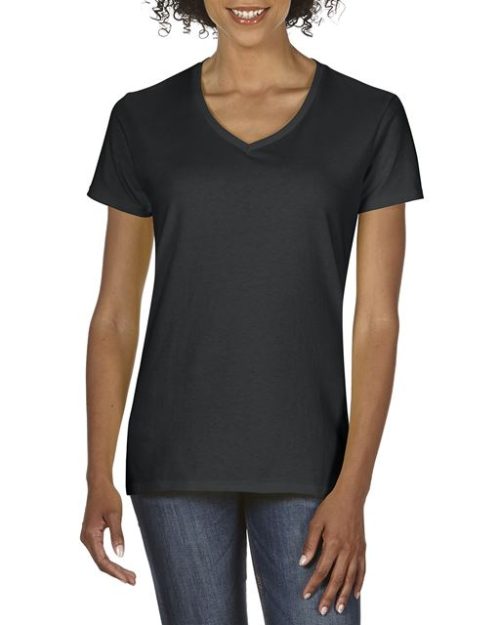 Premium Cotton® Ladies' V-Neck T-Shirt – Gildan in Black