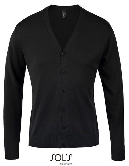 Men´s Golden V-Neck Knitted Cardigan – SOL´S in Black
