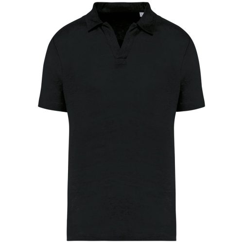 Herren-Polohemd aus Leinen NS220 – Spasso in Black