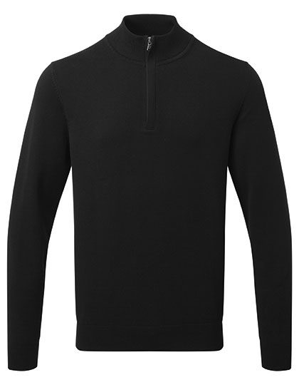 Men´s Cotton Blend 1/4 Zip Sweater – Asquith & Fox in Black