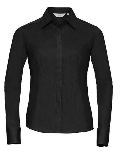 Ladies' Long Sleeve Fitted Polycotton Poplin Shirt – Russell Athletic Collection in Black