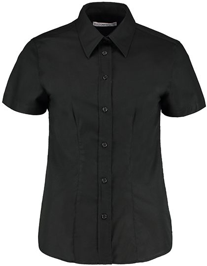 Women´s Tailored Fit Workwear Oxford Shirt Short Sleeve – Kustom Kit in Black
