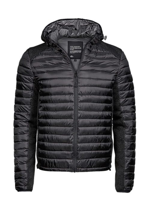 Men´s Hooded Outdoor Crossover Jacket – Tee Jays in Black/Black Melange