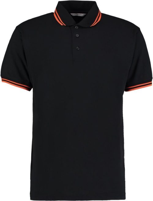 Herren Kontrast Piqué Polo KK 409 – Kustom Kit in Black/Bright Orange