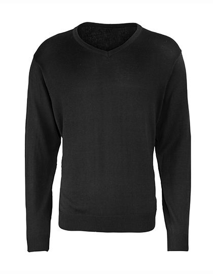 Men´s V-Neck Knitted Sweater – Premier Workwear in Black (Ca. Pantone Black C)