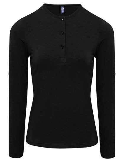 Women´s Long-John Roll Sleeve Tee – Premier Workwear in Black (Ca. Pantone Black C)